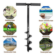 DURAFORCE Hand Operated Auger Drill Bit for Planting, T Shaped 4"X24" Garden Auger