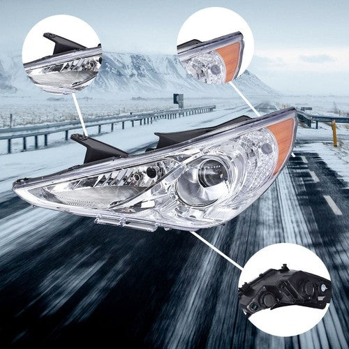 DURAFORCE 2x For Hyundai Sonata 11-14 Chrome Housing Amber Corner Projector Headlights