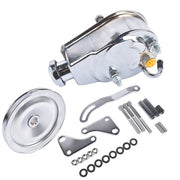 DURAFORCE For Chevy SBC 265 283 Chrome Steel Power Steering Pump With Bracket Kit & Pulley