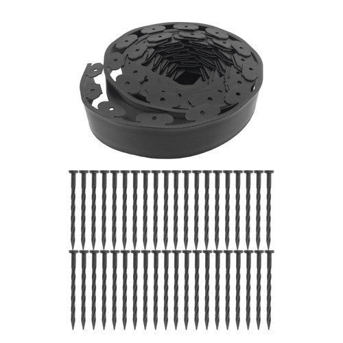 DURAFORCE No Dig Lawn Border L-shaped Lawn Garden Edging Kit With Anchoring Spikes Plastic