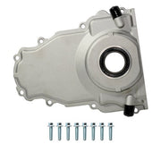 DURAFORCE New Timing Cover w/ 10an Turbo Oil Drain Fitting for GM LS Gen 3 4.8 5.3 5.7 6.0