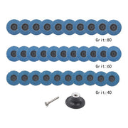 DURAFORCE 30 PCS 2 Inch Mixed Curved Roll Lock Quick Change Sanding Discs 40/60/80 Grit