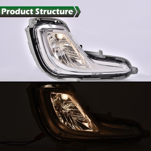 DURAFORCE Clear Bumper Fog Lights for Hyundai Accent 2012-2017 w/ Bulbs Wiring Switch