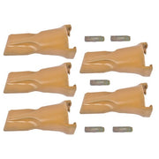 DURAFORCE 5 Pk Bucket Teeth with Flex Pins Yellow V23SYL V23PN for Backhoe Loader Crane