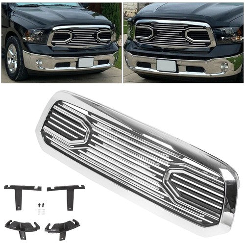 Front Bumper Grille Chrome Grill Big Horn Style for 2013-2018 Dodge Ram 1500