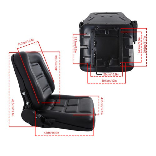 DURAFORCE Universial Fold Seat for Forklift Tractor with Adjustable Angle Back Slide New