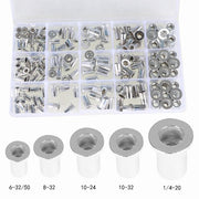 DURAFORCE 150 Pack Aluminum Rivet Nut Kit Rivnut Nutsert Standard Inch SAE Imperial