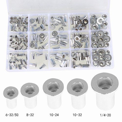 DURAFORCE 150 Pack Aluminum Rivet Nut Kit Rivnut Nutsert Standard Inch SAE Imperial