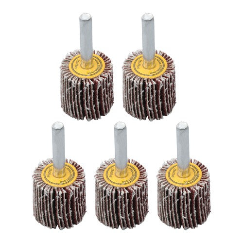 DURAFORCE 5 Pack 1" x 1" x 1/4" Shank Mounted Flap Wheels 80 Grit Aluminum Oxide