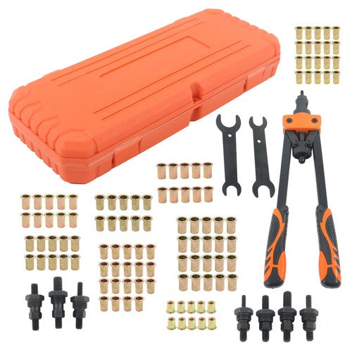 DURAFORCE 14" Rivet Nut Tool Kit Metric & Inch Mandrels 70pcs Rivnuts Nuts & 7 mandrels