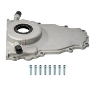 DURAFORCE New Timing Cover w/ 10an Turbo Oil Drain Fitting for GM LS Gen 3 4.8 5.3 5.7 6.0