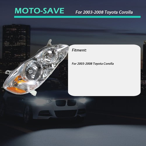 DURAFORCE HeadLamps Headlights Fit For Toyota Corolla 2003-2008 Pair Left+Right Side