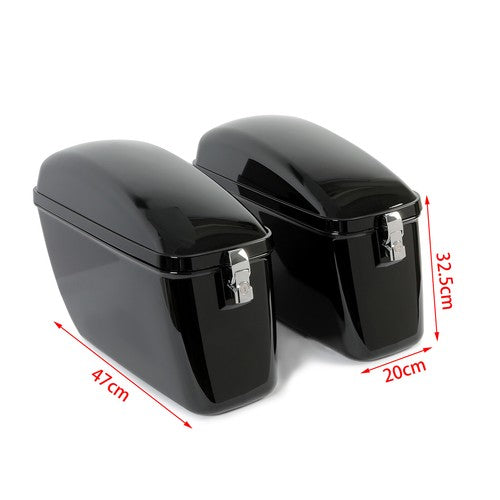 DURAFORCE Vivid Black Large Hard Saddle Bag Trunk For Harley Davidson Honda Yamaha Cruiser