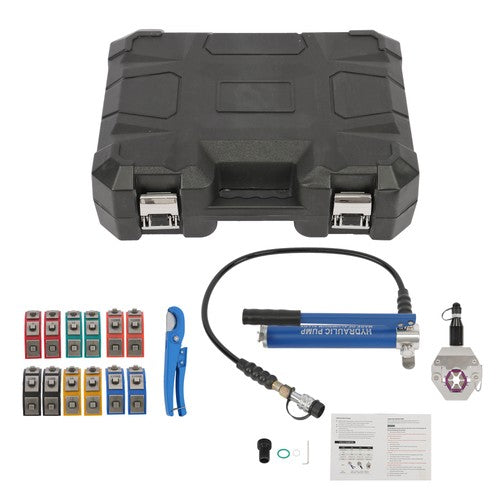 DURAFORCE 7842B Hydraulic A/C Hose Crimper PVC Rubber Hose Crimping Kit Hand Pump