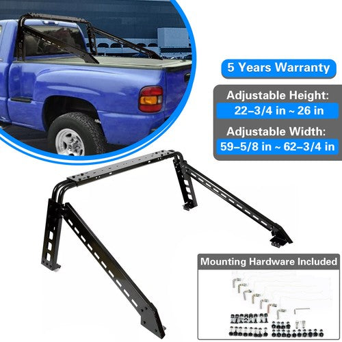 DURAFORCE Adjustable Roll Bar Sports Bar Cargo Rack for Full Size Truck Silverado Ram F150