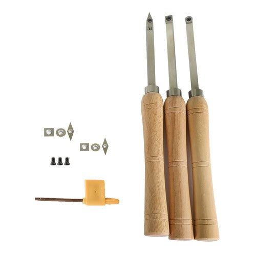DURAFORCE Carbide Woodturning Tool Mini Size 3 Piece Set Includes Diamond Shape Round