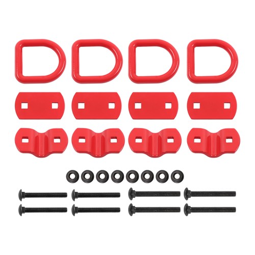 DURAFORCE 4 Pack 1/2 Inch Heavy Duty Bolt-On Forged D Ring 12000Lbs Break Strength Red