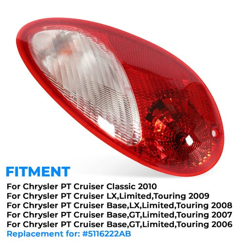 Tail Light for 2006-2010 Chrysler PT Cruiser Passenger Side with Bulbs 5116222AB