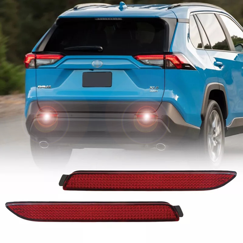 DURAFORCE Red Rear Bumper Reflector LED Stop Brake Light for Toyota RAV4 2019-2023 2x