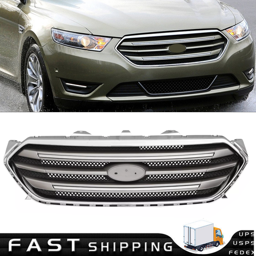 DURAFORCE Front Bumper Lip Upper Grille Assembly Chrome Grill 2013-2019 for Ford Taurus