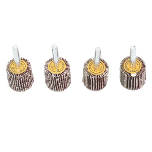 DURAFORCE 1" x 1" x 1/4" 60/80/120/240 Grit Shank Mounted Flap Wheels Set - 40 Pack