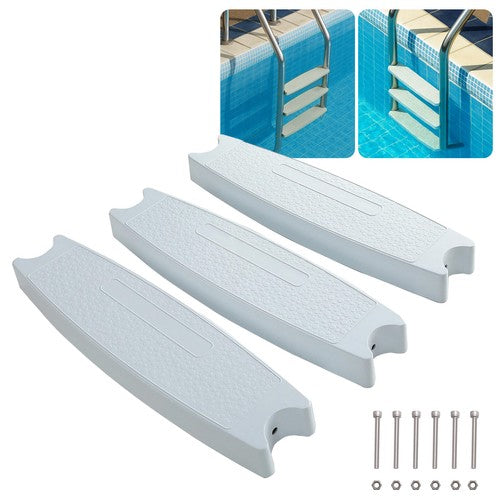 DURAFORCE 3pcs Universal 18" Swimming Pool Ladder Steps Molded Rung Pedal Accessory Tread