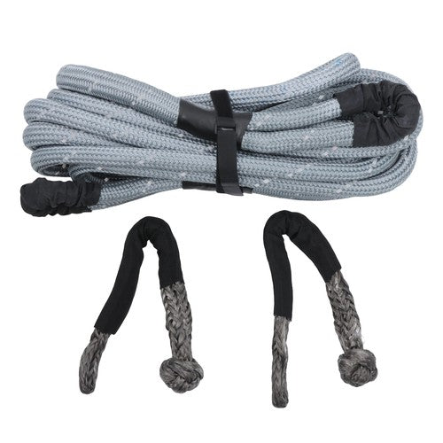 DURAFORCE 1"×30ft Gray Kinetic Recovery Rope With 2 Soft Shackles Kit 34000lbs Heavy Duty