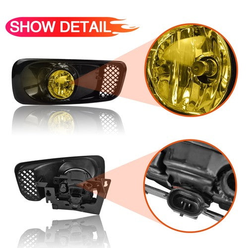 DURAFORCE For 1999-2000 Honda Civic Front Bumper Yellow Lens Halogen Fog Lights Lamp