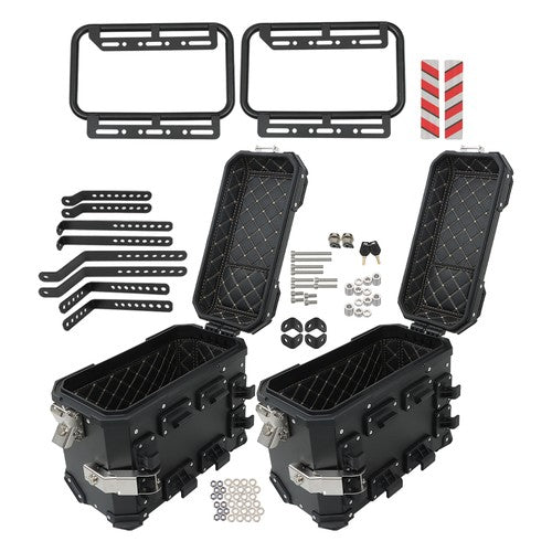 DURAFORCE 36L Motorbike Hard Side Saddlebag Box Trunk Tour with Support Racks 2×Side Case