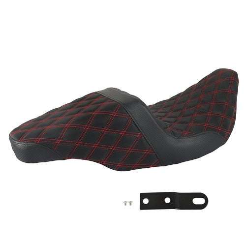 DURAFORCE Red Lattice Stitch Carbon Fiber Gripper Step 2 Up Seat For Touring 2008-2020