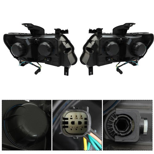 DURAFORCE Headlights Black Fit For Chevy Colorado 2015-2022 Halogen Projector LH & RH Pair