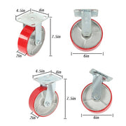 DURAFORCE 4 Pack Swivel Caster Wheels 6" × 2" Polyurethane 4800Lbs (2 Swivel & 2 Rigid)