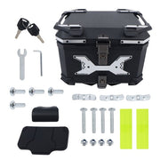 DURAFORCE 45L Aluminum Black Hard Motorcycle Trunk With Silver Hanging Plate Rear Trunk