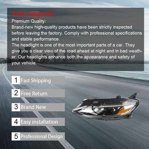 DURAFORCE Fit For Chevy Malibu 2019-2020 Headlight Assembly Set Left Driver Side LH Clear