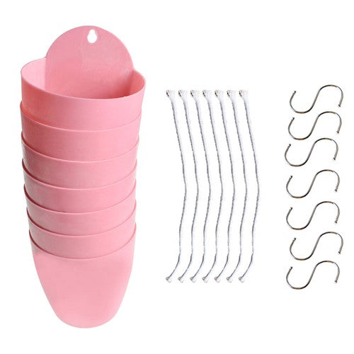 DURAFORCE Pink Self-Watering Plant Flower Pot Wall Hanging Plastic Planter Garden 7 Pack