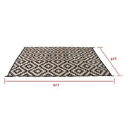 DURAFORCE Waterproof Outdoor Rug Outdoor Plastic Straw Rug 6' x 9' Black & Beige Carpet