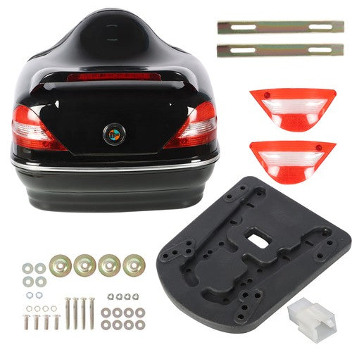 DURAFORCE 28L Universal Motorcycle Trunk Scooter Tail Box Helmet Luggage Case w/Tail Light
