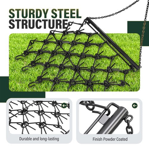 DURAFORCE 4X4FT Drag Harrow Tines Chain For ATV UTVs Leveling Lawn Tractors Garden Towing