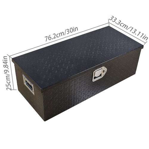 DURAFORCE 30 Inch Cuboid Black Aluminum Under Storage Tool Box For Trailer Pickup Truck