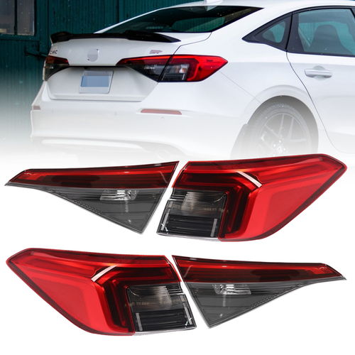 DURAFORCE Set Tail Lights Rear Lamps Outer Inner Side for 2022 2023 2024 for Honda Civic