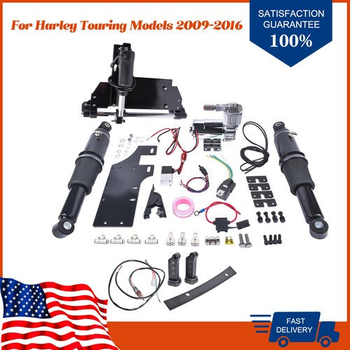 DURAFORCE Air Ride Kit with Motorcycle Electric Center Stand for Harley Road King 09-16
