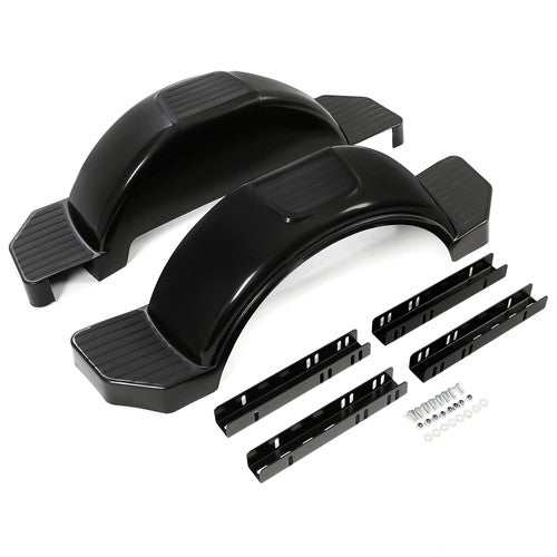 Single Axle Trailer Fenders for 13 inch Wheels Tires Skirt Boat Glossy Black 2
