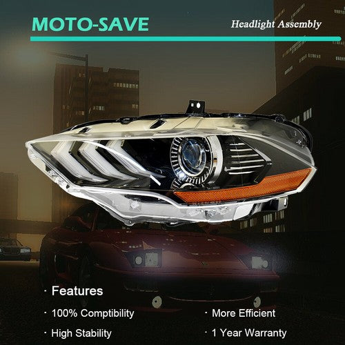 DURAFORCE Front Headlights LED DRL Clear Lamp Driver Left Side For Ford Mustang 2018-2020