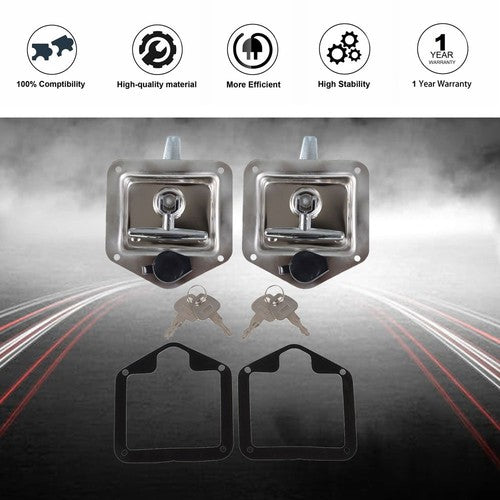 DURAFORCE 2 Trailer Door Latch T-Handle Locking Stainless Steel for Camper RV Truck Toolbx