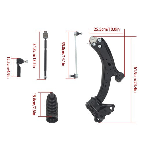 DURAFORCE Fit For Honda CR-V K620500 2007-2011 Steel Control Arm Front Outer Tie Rod Ends