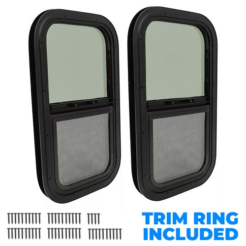 2 Pack 12 x 22 x 1-1-2 Wall Vertical Sliding RV Window Cargo Trailer With Trim Kit