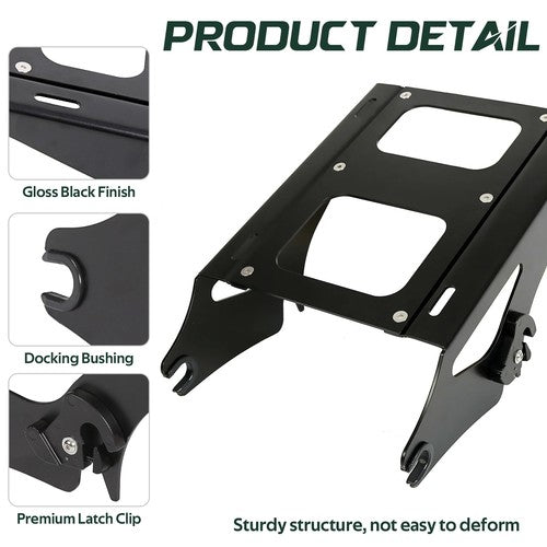 DURAFORCE Razor Pack Trunk Backrest Rack For Harley Touring Road King Street Glide 14-26