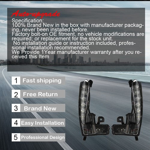 DURAFORCE For 17-19 Toyota Corolla Front Fog Light Assembly w/H11 Bulb Driver+Passenger