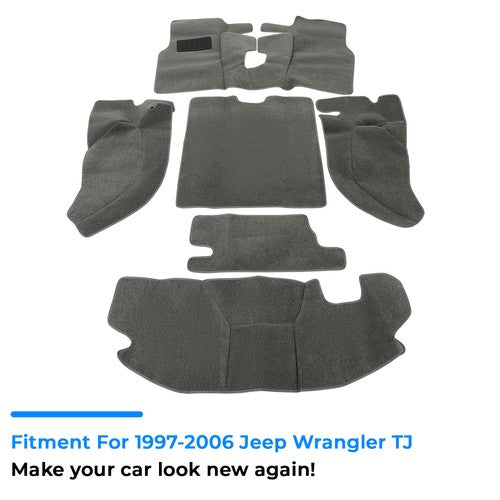 6 Pieces Full Set Carpet Kit Floor Mat Gray for Jeep Wrangler TJ 97 06