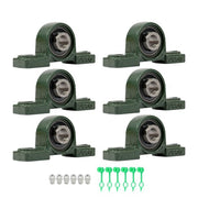 DURAFORCE 6PCS UCP202-10 Pillow Block Mounted Ball Bearing 5/8" Bore 2 Bolt Cast Iron Base